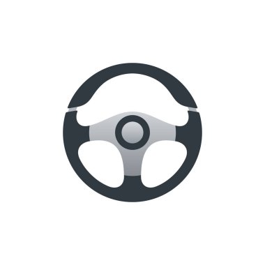 Beyaz arka plan üzerinde düz Otomobil direksiyon simidi. Vektör tekerlek tasarımı.