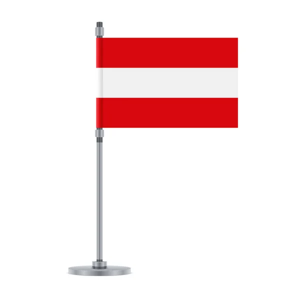 旗帜设计 奥地利旗子在金属杆 设计的独立模板 矢量插图 — 图库矢量图片