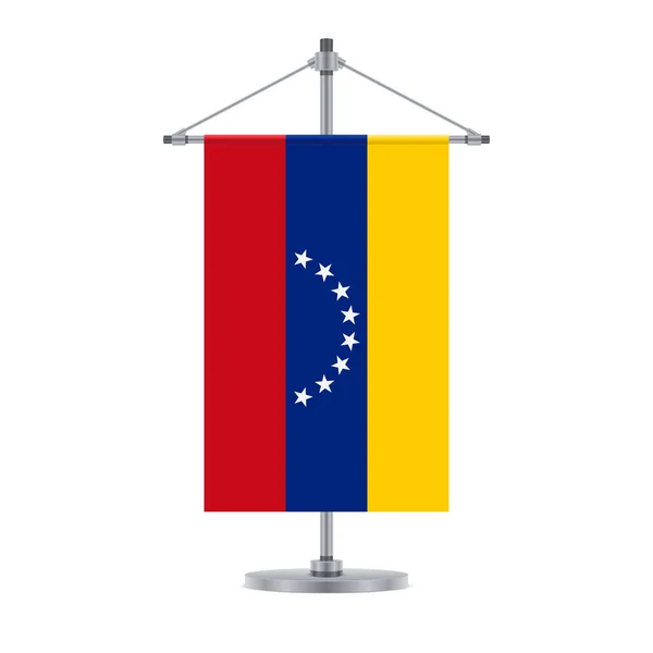 Desain Bendera Bendera Venezuela Pada Tiang Salib Logam Templat Terisolasi - Stok Vektor