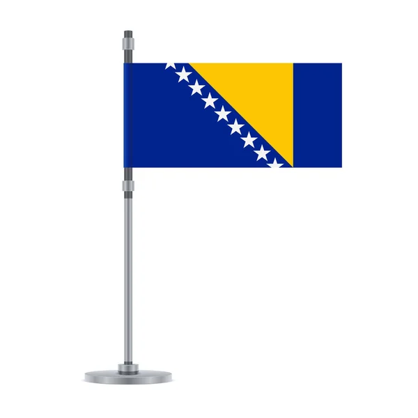 Flag Design Bosnia Herzegovinan Flag Metallic Pole Isolated Template Your — Stock Vector