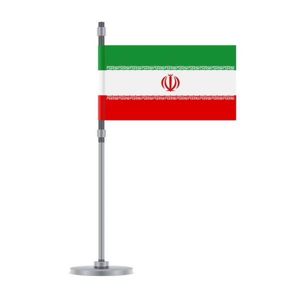 Flaggan Design Iranska Flaggan Metalliska Stolpen Isolerade Mall För Din — Stock vektor