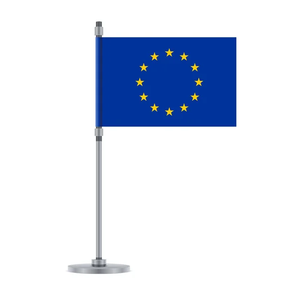 Desenho Bandeira Bandeira União Europeia Poste Metálico Modelo Isolado Para — Vetor de Stock