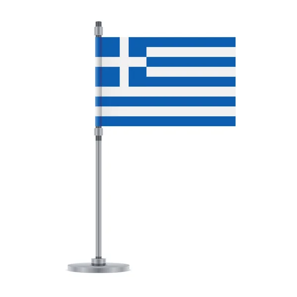 旗帜设计 在金属杆上的希腊国旗 设计的独立模板 矢量插图 — 图库矢量图片