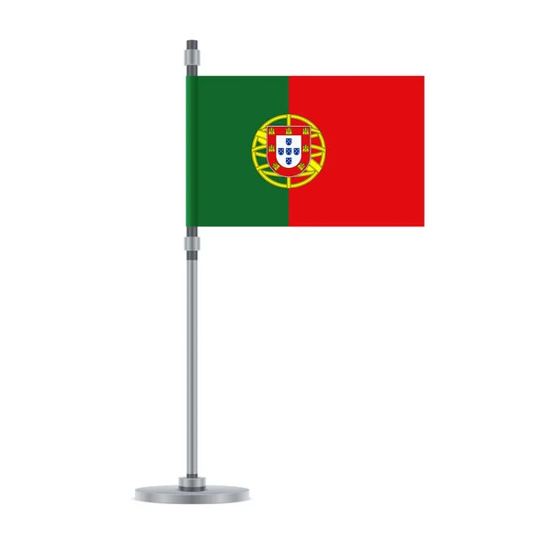 国旗をデザインします 金属ポールにポルトガルの旗 あなたのデザインの分離のテンプレートです ベクトル図 — ストックベクタ
