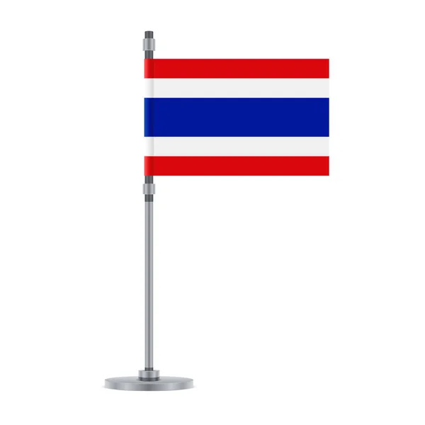 Flaggendesign Thailändische Flagge Der Metallstange Isolierte Vorlage Für Ihre Entwürfe — Stockvektor