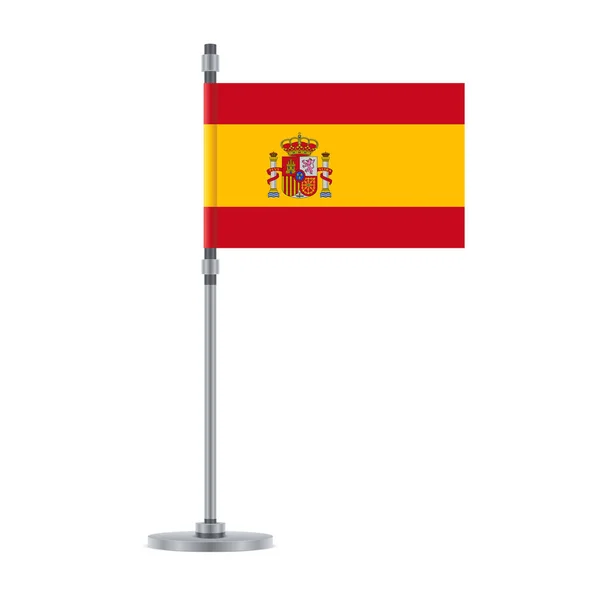 Flaggendesign Spanische Flagge Der Metallstange Isolierte Vorlage Für Ihre Entwürfe — Stockvektor