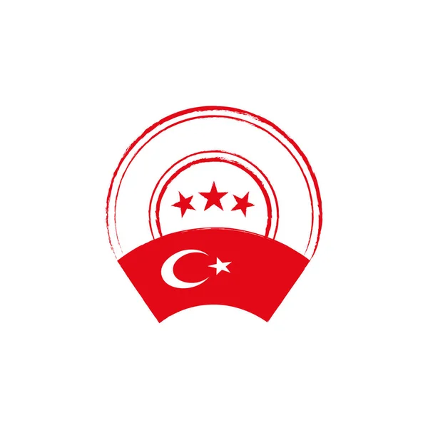Vlag Stempel Ontwerp Retro Stempel Met Turkse Vlag Witte Achtergrond — Stockvector