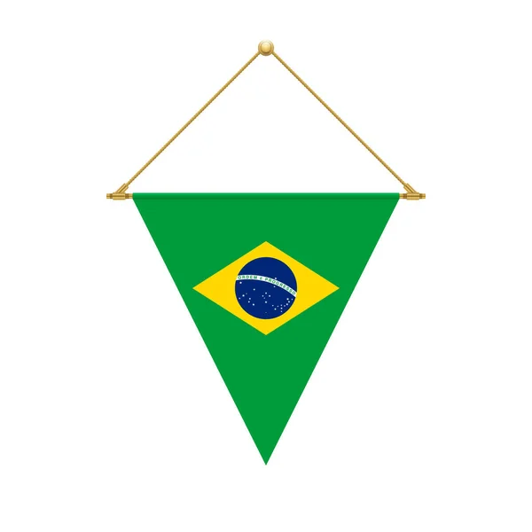 Flag Design Brazilian Triangle Flag Hanging Isolated Template Your Designs — Stock Vector