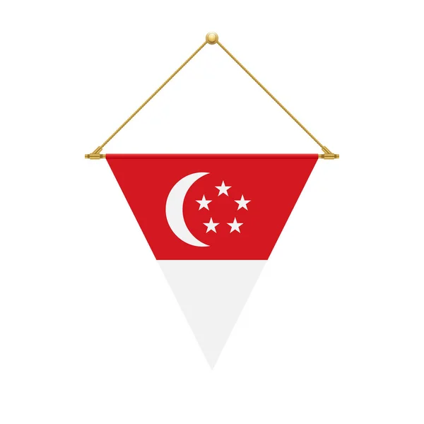 Vlag Ontwerpen Singaporese Driehoek Vlag Opknoping Geïsoleerde Sjabloon Voor Ontwerpen — Stockvector