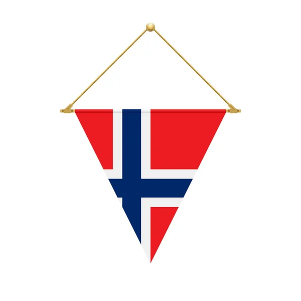 国旗をデザインします ノルウェーの三角形フラグがぶら下がっています あなたのデザインの分離のテンプレートです ベクトル図 — ストックベクタ