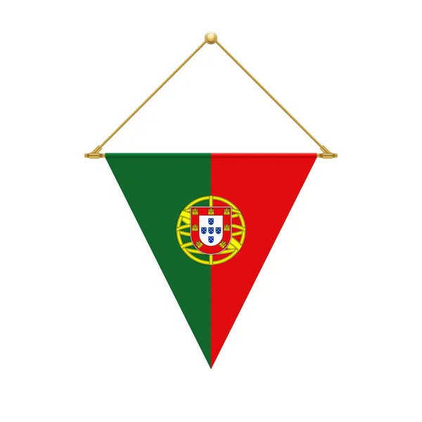 国旗をデザインします ポルトガル語三角形フラグがぶら下がっています あなたのデザインの分離のテンプレートです ベクトル図 — ストックベクタ