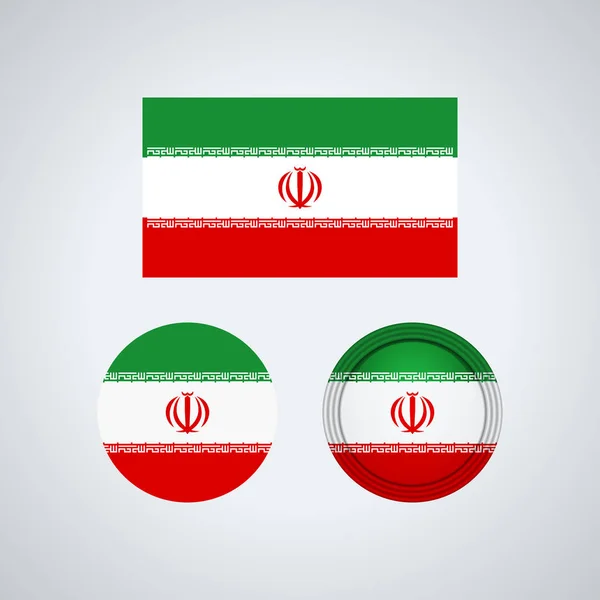 旗帜设计 伊朗国旗设置 设计的独立模板 矢量插图 — 图库矢量图片