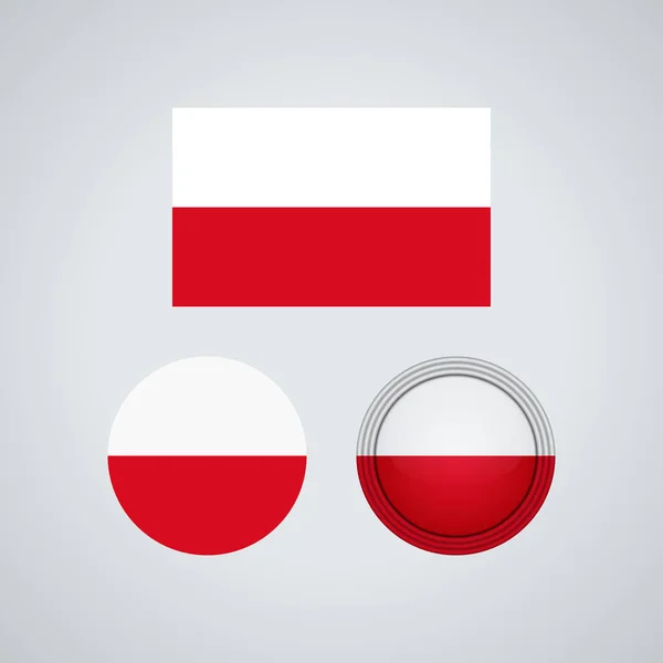 Diseño Bandera Bandera Polaca Plantilla Aislada Para Sus Diseños Ilustración — Archivo Imágenes Vectoriales