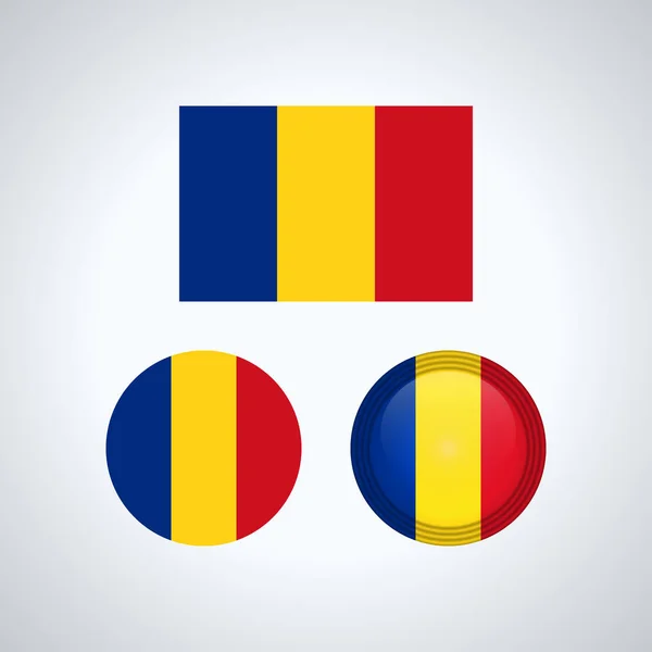 Bayrak Tasarım Romanya Bayrağı Ayarlanmış Tasarımlarınız Için Izole Şablonu Vektör — Stok Vektör