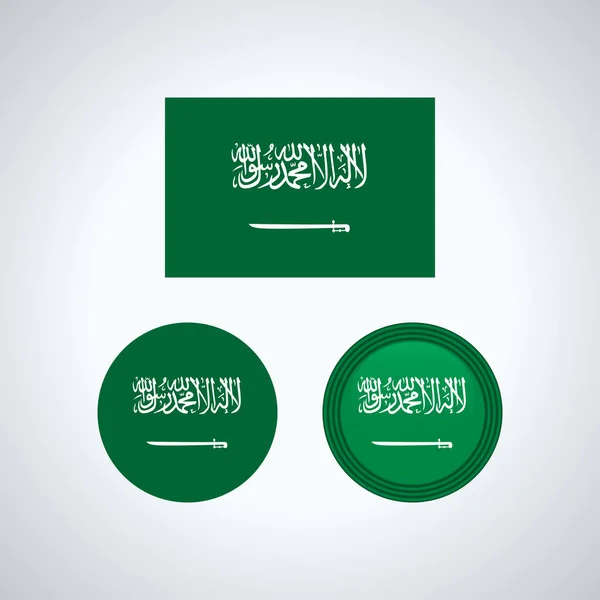 Desain Bendera Bendera Arab Saudi Diatur Templat Terisolasi Untuk Desain - Stok Vektor