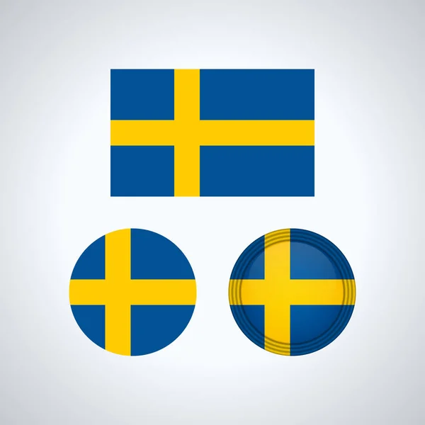 Дизайн Флага Шведский Флаг Установлен Изолированный Шаблон Ваших Проектов Векторная — стоковый вектор