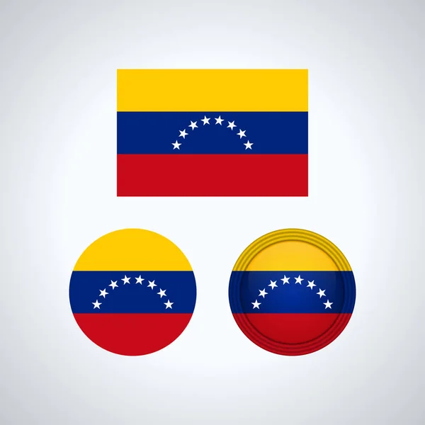 Zászló Design Venezuelai Jelző Van Állítva Elszigetelt Sablon Tervez Vektoros — Stock Vector