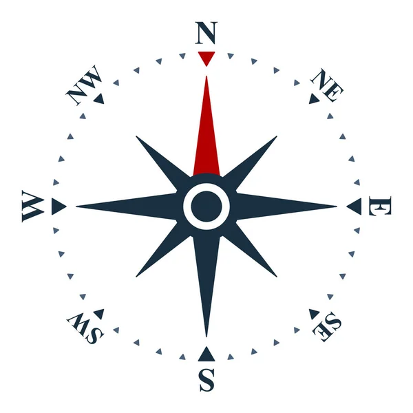 Vindros Vit Bakgrund Vector Kompass Design — Stock vektor