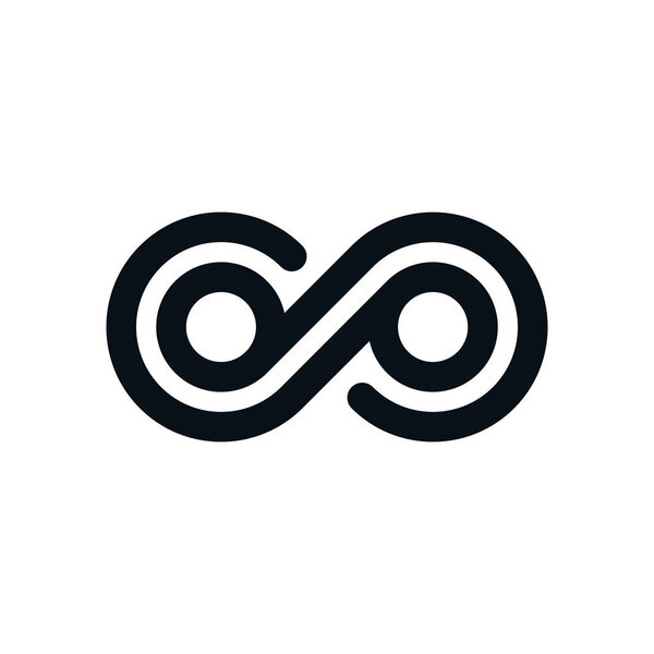 Eyes shaped infinity symbol on white background.