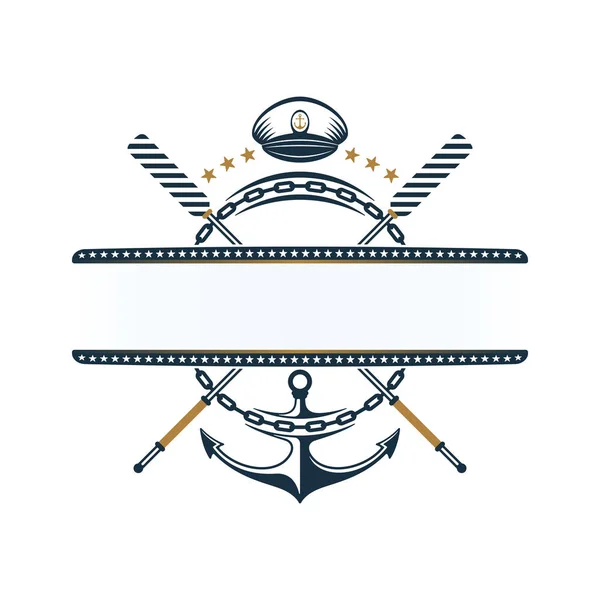 Anchor Oar Anchor Chain Captains Hat Icons Design Nautical Label — Stock Vector