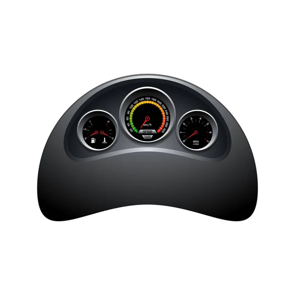 设计车速表 转速表 燃料和热板 白色背景上的仪表板模板 — 图库矢量图片