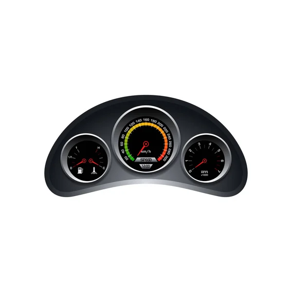 Design Speedometer Tachometer Fuel Heat Panel Dashboard Template White Background — Stock Vector