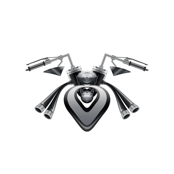 Дизайн Керма Мотоцикла Двигуна Вихлопних Газів Паливного Бака Концепція Голого — стоковий вектор