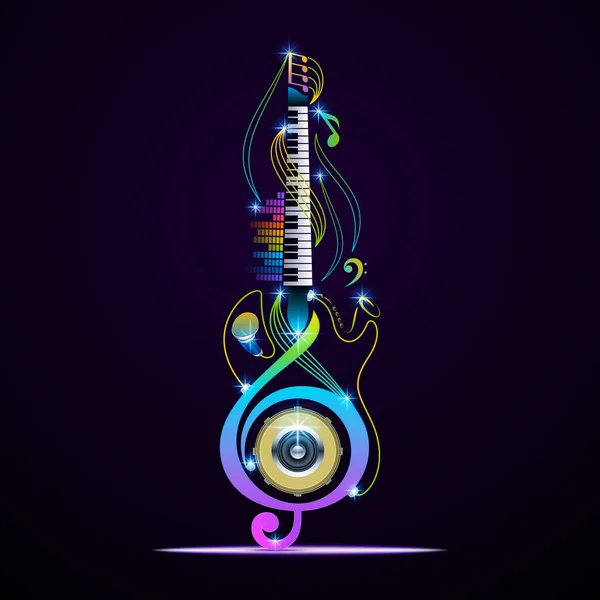 Siyah arka plan üzerinde benzersiz müzik aletleri. Vektör araçları tasarım.