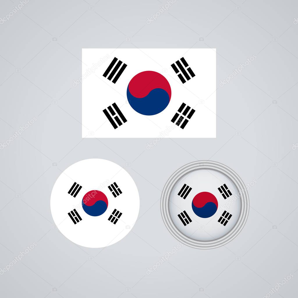 Flag design. South Korean flag set. Isolated template for your designs. Vector illustration.