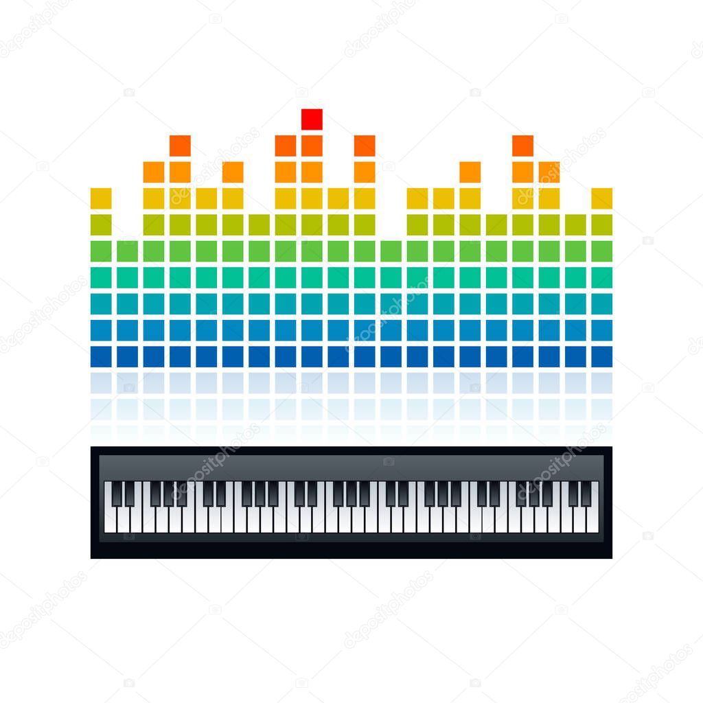 Equalizer and piano keyboard, vector illustration