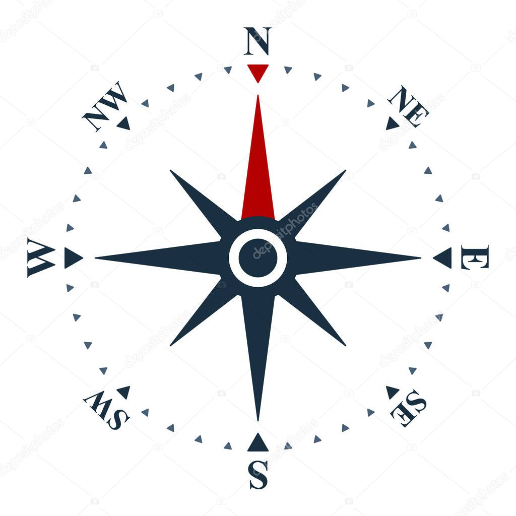 Wind rose on white background. Vector compass design
