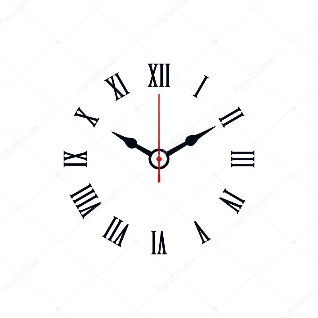 Roman numerals shaped minimal clock icon on white background.