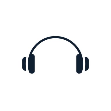 Beyaz arka plan üzerinde kulaklık. Düz vektör kulaklık tasarımı.