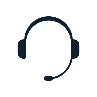 Beyaz arka plan üzerinde mikrofon kulaklık. Düz vektör kulaklık tasarımı.