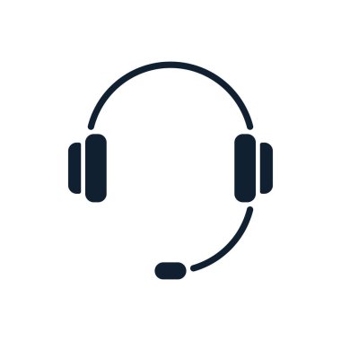 Beyaz arka plan üzerinde mikrofon kulaklık. Düz vektör kulaklık tasarımı.