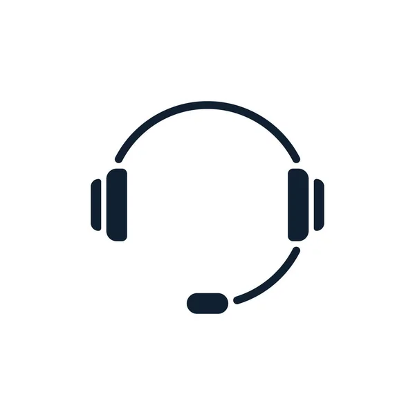 Beyaz Arka Plan Üzerinde Mikrofon Kulaklık Düz Vektör Kulaklık Tasarımı — Stok Vektör