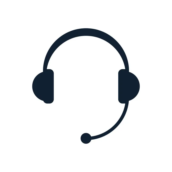 Beyaz Arka Plan Üzerinde Mikrofon Kulaklık Düz Vektör Kulaklık Tasarımı — Stok Vektör