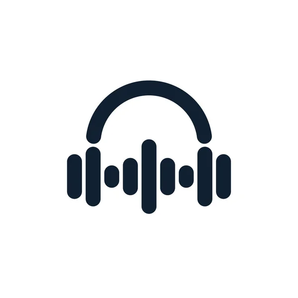 Słuchawki Fale Dźwiękowe Białym Tle Konstrukcja Słuchawek Płaskie Wektor — Wektor stockowy