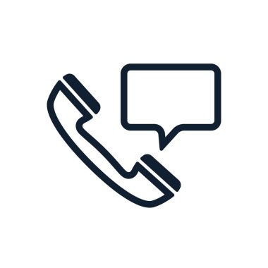 Destek telefon konuşma balonu simgesinin üzerine beyaz arka plan ile. Düz vektör destek telefon simgesi tasarım.
