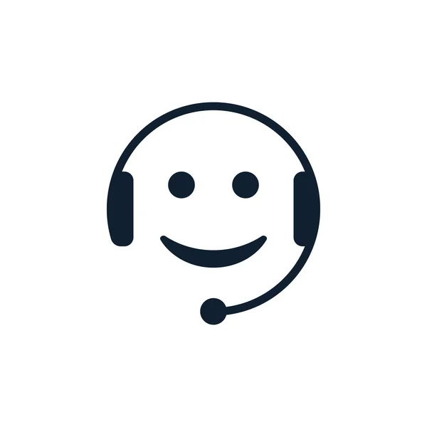 Call Center Pictogram Witte Achtergrond Platte Vector Emoticon Ontwerp — Stockvector