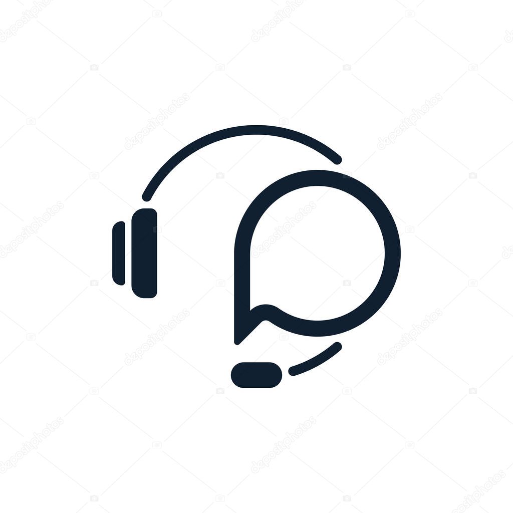 Support with speech bubble on white background. Flat vector support icon design.