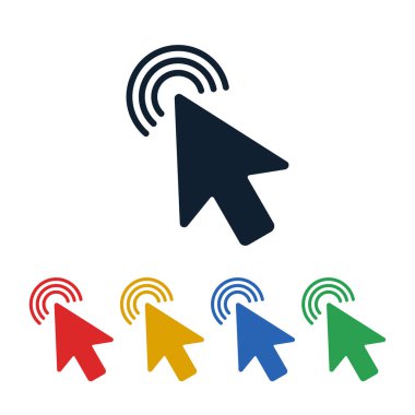 Beyaz arkaplanda imleç olan simgelere tıklayın. İmleç şekilli dokunmatik semboller tasarımı.