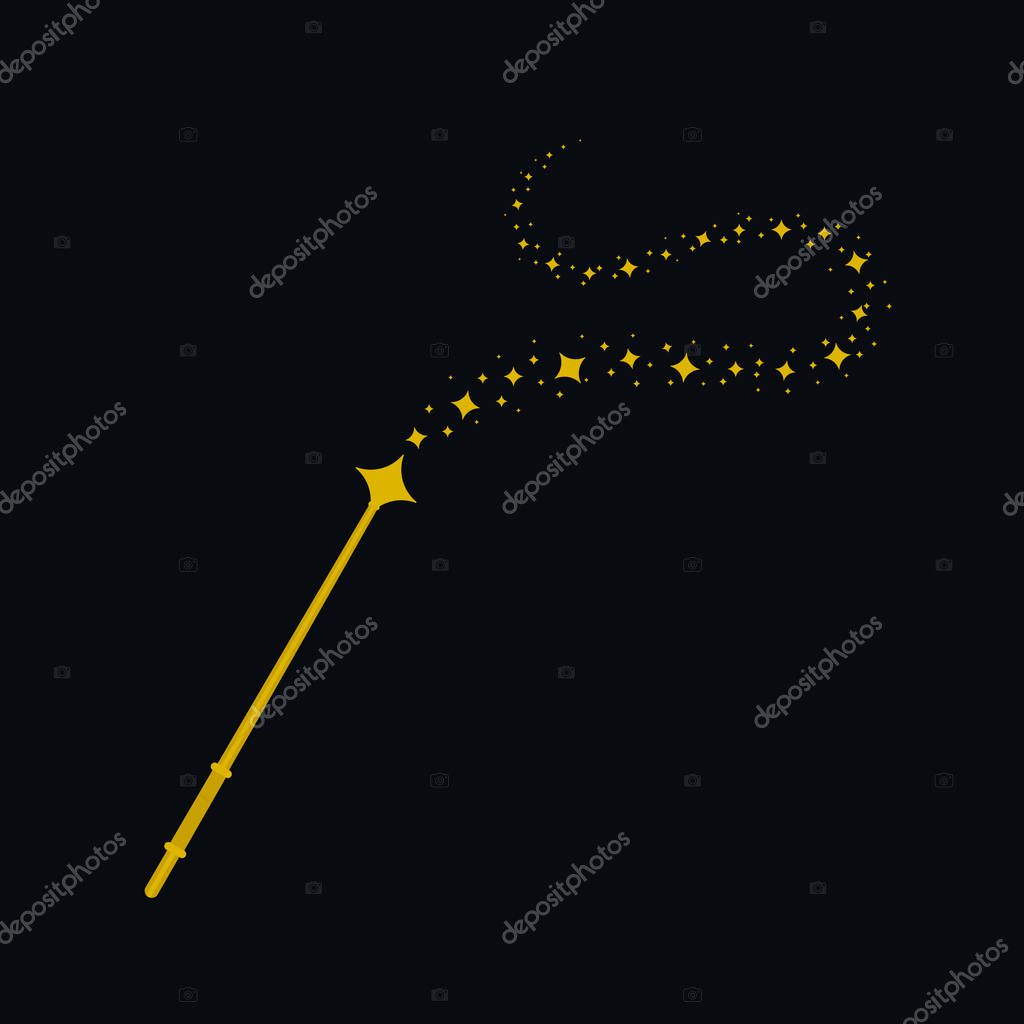 Magic wand with comet shape on white background. Magical equipments vector design.