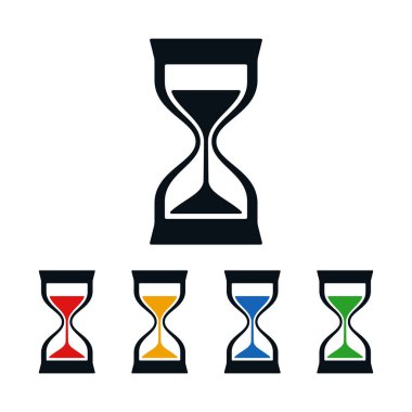 Düz beyaz arka plan üzerinde kum saati. Simgesi tasarım zamanı.