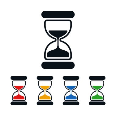 Düz beyaz arka plan üzerinde kum saati. Simgesi tasarım zamanı.