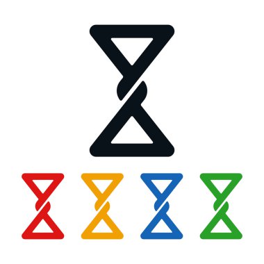 Soyut papyon şeklinde beyaz zemin üzerine kum saati. Simgesi tasarım zamanı.