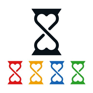 Kalp beyaz zemin üzerine kum saati şeklinde. Romantik simgeleri tasarım.