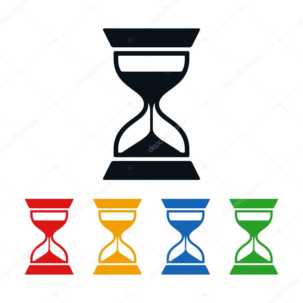 Flat hourglass on white background. Icon design about time.