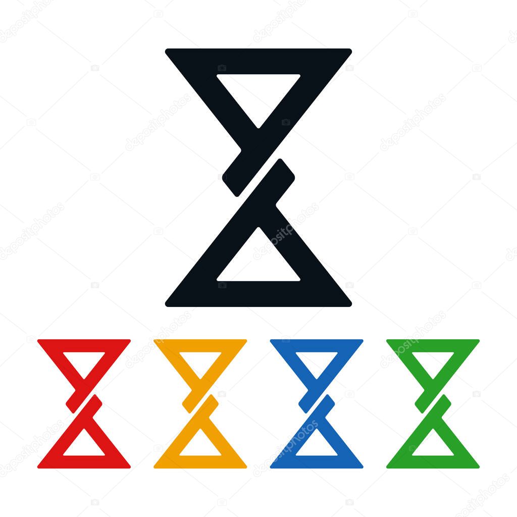 Abstract hourglass with bow tie shape on white background. Icon design about time.