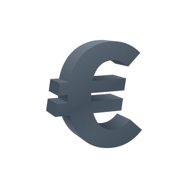 Beyaz arka planda üç boyutlu euro sembolü. Para birimi simgesi tasarımı.